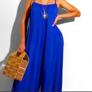 Women’s new royal blue jumpsuit. Long pants. XXL